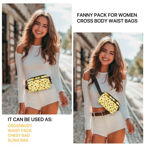 Sunflower Fanny Pack Women Fashion Belt Bag Waterproof Adjustable Strap Waist Pouch Casual Workout Travel Cycling Running - color: Gold