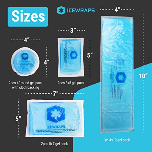 ICEWRAPS Reusable Ice Packs Compact in 4 Sizes, Soft Cooling Pack 7 Pack