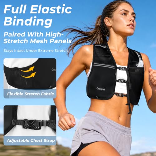 Running Vest for Women & Men with 500ML Soft Flask | Hydration Vest - color: Black, size: XS/S (1 Soft Flask)