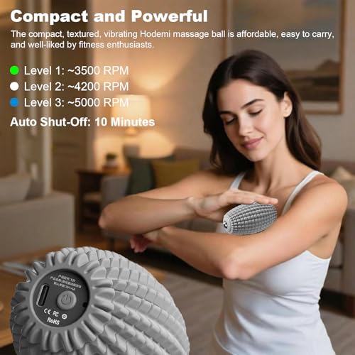 HODEMI Vibrating Massage Ball Roller with Rolling Head, 3 Speeds, Gray - color: Gray