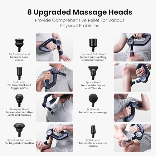 BOB AND BRAD D6 Pro Max+ Massage Gun with Heat and Cold, Powerful Deep Tissue Percussion Massager with 16mm Amplitude, Professional Muscle Massager Gun for Athletes, Quiet Electric Handheld Massager - color: Ice Black