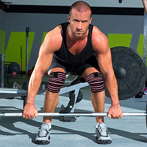 AQF Knee Wraps for Weightlifting Bandage - 78" IPL & USPA Approved (Pair) - color: Blk & Pnk