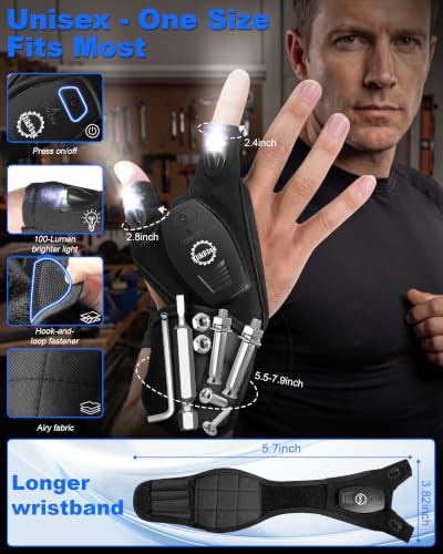 KlikKlak 2-in-1 Rechargeable LED Flashlight Gloves with Magnetic Wristband