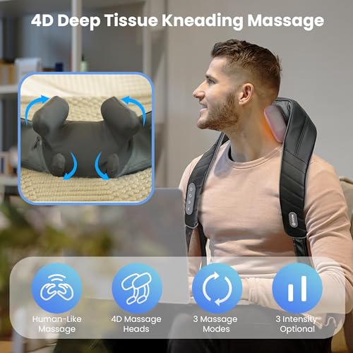 COMFIER Cordless Neck Shoulder Massager with Heat,Classic Black - color: Classic Black