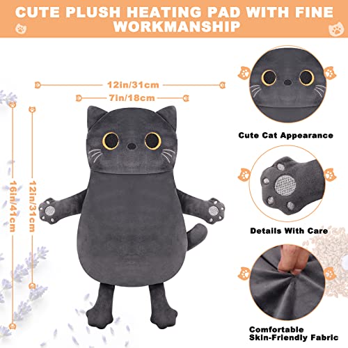 Microwave Heating Pad for Period Cramps Pain Relief, 16"×12", Grey Cat - size: Grey Cat
