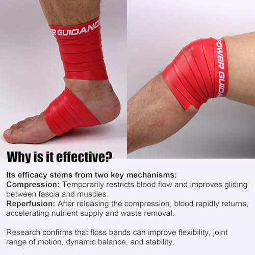 POWER GUIDANCE Muscle Floss Bands - Compression Bands - Mobility & Recovery Bands - for Improving Movement, Increasing Circulation & Reducing Soreness - color: Black and Red - For Hands