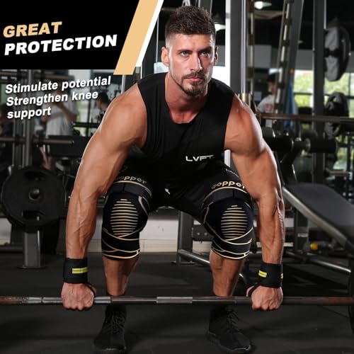 JHVW Copper Knee Brace for Women Men 2-Pack, Knee Compression Sleeve with Straps, Knee Braces for Knee Pain, Knee Support for Running Working - size: X-Large