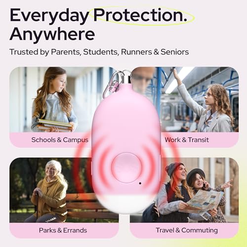 Weten Rechargeable Personal Alarm Keychain - 130dB Siren & LED Light - 2 Pack Personal Safety Alert for Women to Carry - Panic Button Alarm for Security - Rape Whistle for Self Defense (Black&Pink) - color: H - Black&Pink