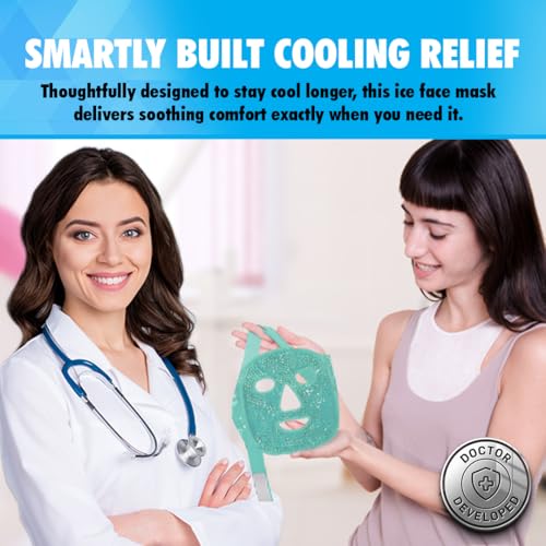 Perfect Remedy Face Ice Pack, Reusable Hot & Cold Ice Face Mask, Gel Compress for Helping with Puffy Eyes and aiding in Conditions of Swelling, Facial Spa Cooling Mask for Women and Men (Green) - color: Green