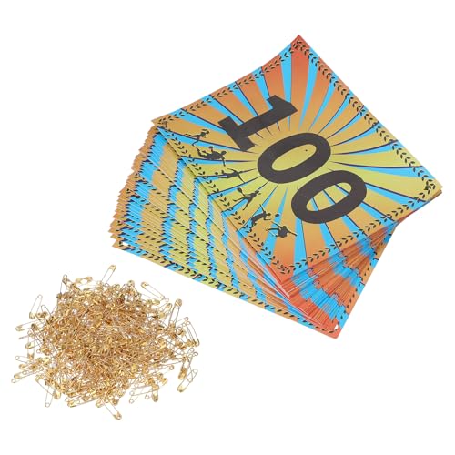 PATIKIL Tearproof Running Bib Numbers, Wheat Ears Waterproof Race Competitor Numbers with Safety Pin for Marathon Sports Game Competition Runner - style: 51-100