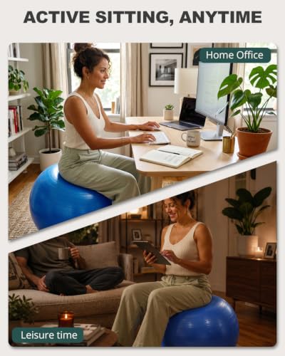 Trideer Yoga Ball for Exercise, Pregnancy, Exercise Ball, Pump Included - color: Royal Blue, size: M(19-22ines/48-55cm)