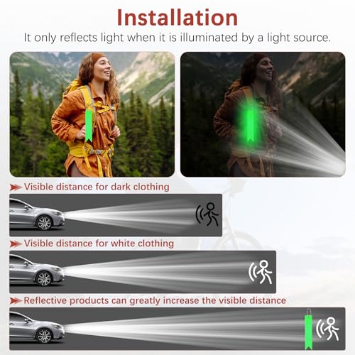 Safety Reflector Pendants - Reflective Safety Keychain Gear with Chain Use for Backpack & Running & Cycling - color: Grass Green