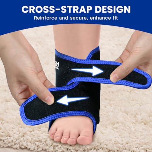 Ankle Ice Pack Wrap Reusable Gel Cold Compression for Foot Discomfort - color: Black