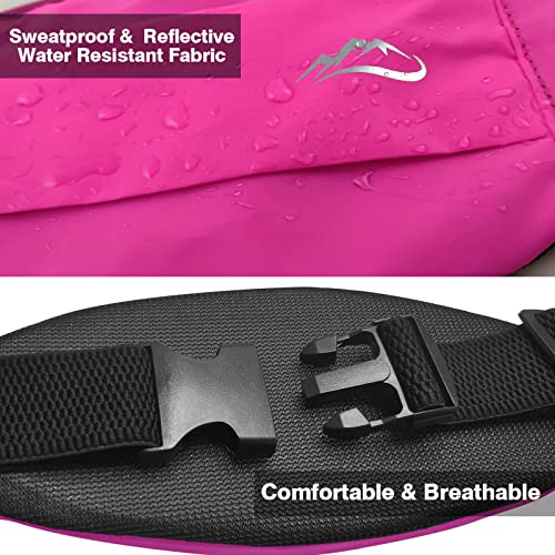 Running Fanny Pack Whole Bag Reflective, Running belt for Women &Men,Sweatproof Phone Holder Workout, Running Waist Pack(rose) - color: rose