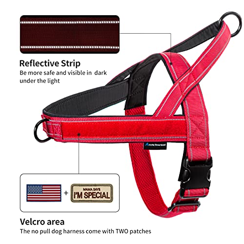 Annchwool No Pull Dog Harness with Soft Padded Handle&Front Clip(Red,S) - color: Red, size: S