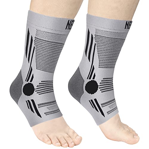 NEENCA Foot & Ankle Brace Socks for Sprained-Ankle Compression Sleeves Set - color: Grey, size: Medium