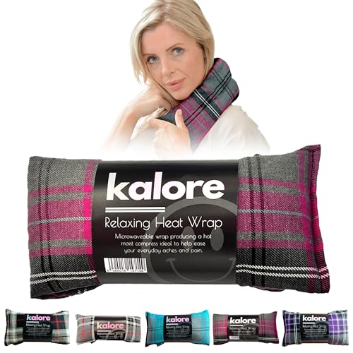 Microwavable Heating Pads for Winter Warmth, Back, Stomach & Head Comfort – Kalore Soft Cotton Tartan Neck Wrap – Even Heat Distribution Hot Compress Bag – Wheat Heat Pad XL – Unscented – Pink - size: Unscented, style: Tartan Pink
