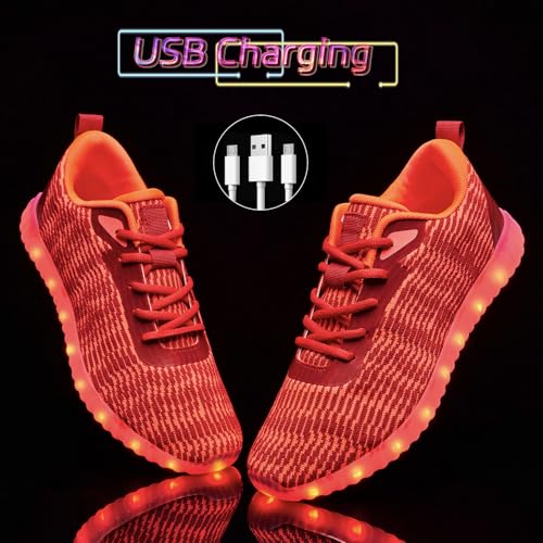 Light Up Shoes for Women Men, LED Sneakers USB Charging Unisex Adult Glow Party Cool Dancing Shoes - color: Red, size: 5 Women/4 Men