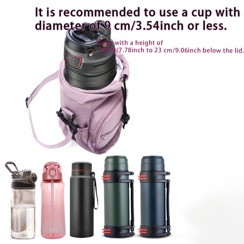 Initail Water Bottle Holder with Strap, Adjustable Multi-Function Water Bottle Bag for 32oz/40oz, Lightweight Shoulder Carrier for Hiking, Travel, Sports, and the Gym - color: PL-M