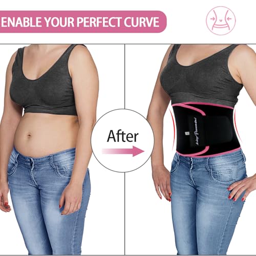 KingPavonini Waist Trainer for Men Women Belly Fat, Sweat Belt Band - color: Pink, size: L ( W 9'' × L 44'')