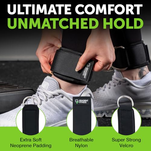 Ankle Straps for Cable Machines, Adjustable, 2 Pack - style: Black 2 D-Rings