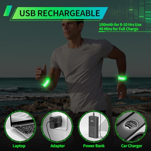 2PCS LED Armband for Running and Walking at Night Safety Gear - color: Green