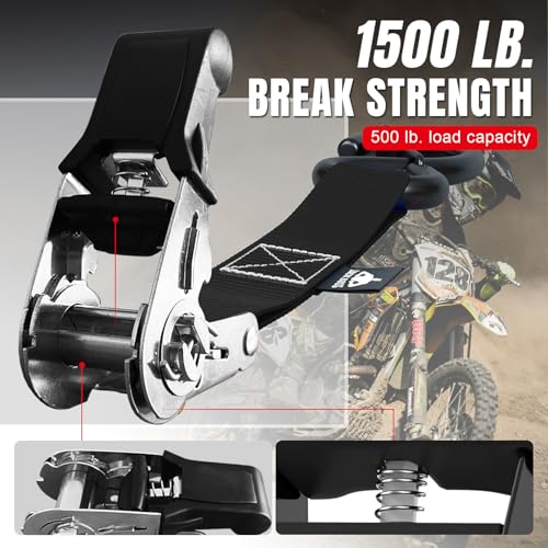 Jack Boss Ratchet Tie Down Straps Set,1500 lbs Break Strength, 1" x 15' Heavy Duty Ratchet Straps with 4X Soft Loops Padded Handles Coated S Hook, Fits for Moving Appliances Motorcycle ATV Truck,Black - color: Black-4pcs
