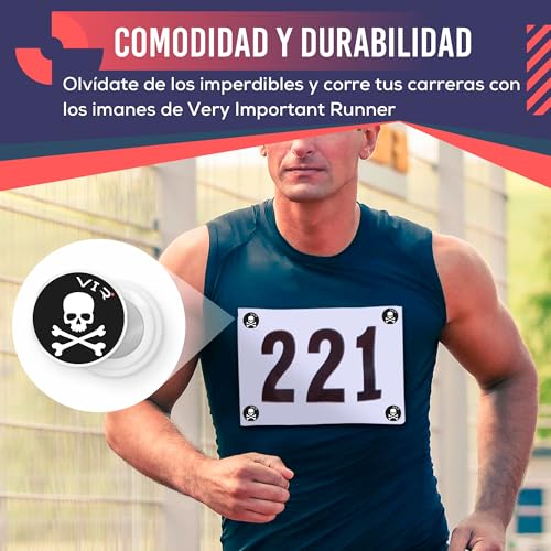 4 Race Bib Magnets for Runners, Race Bib Clips, No Pins, Skull - color: Skull