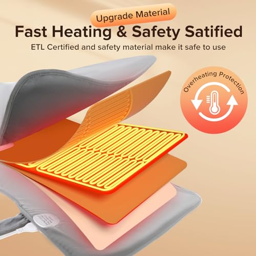 Electric Heating Pad for Neck Back Shoulder Pain Relief, 25"x37" Large Full Body Weighted Heated Pad for Menstrual Cramps - 5 Heat Levels/Snug Fit, Birthday Gifts for Women Men Mom Dad Elders - color: Gray