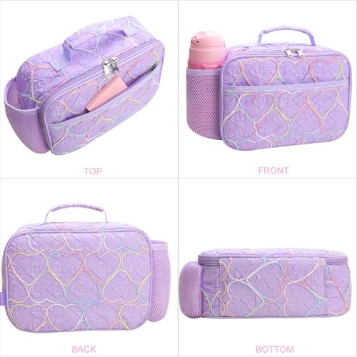 RHCPFOVR Kids Lunch Bag - Insulated Lunch Box for Boys Girls,Washable Lunch Bag and Reusable Toddler Leak-proof Lunchbox for School and Daycare - color: Purple Embroidery