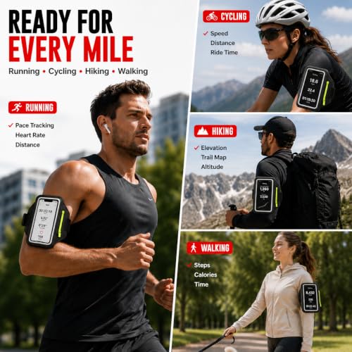 Running Armband Phone Holder with Earphone Bag, Sweatproof Sports Arm Band