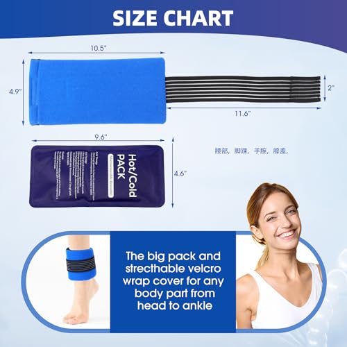 Ice Pack for Injuries, Reusable Hot and Cold Pack for Shoulder, Knee, Ankle,Elbow,Back, Adjustable Gel Ice/Hot Pack Wrap