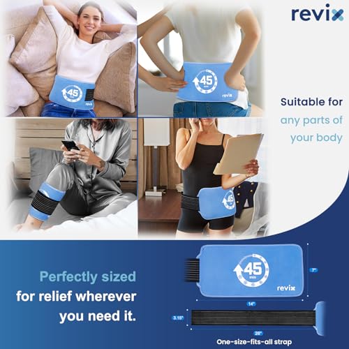 REVIX Ice Pack for Injuries Reusable, 45-Minute Long-Lasting Cold Pack and REVIX Ice Packs for Injuries Reusable, 5-Piece Set Hot and Cold Gel Ice Pack for Joints, Muscle, Post-Workout Recovery