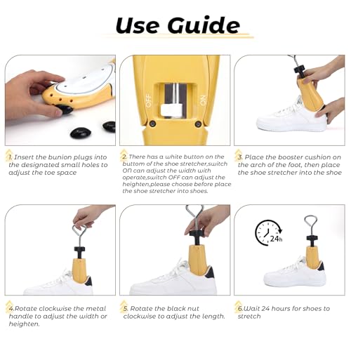 2 Piece Shoe Stretcher Boot Stretcher for Men & Women, 3-Way Shoe Widener - color: Yellow, size: Men 6.5-8.5,Women 8-10