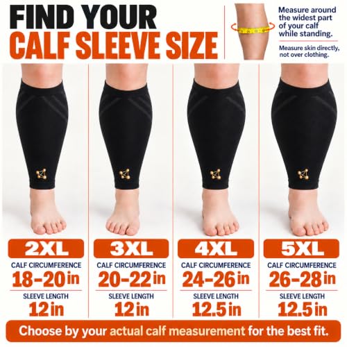 CopperJoint Calf Compression Sleeve for Men & Women, Black, Large, Firm Fit - color: Black, size: Large