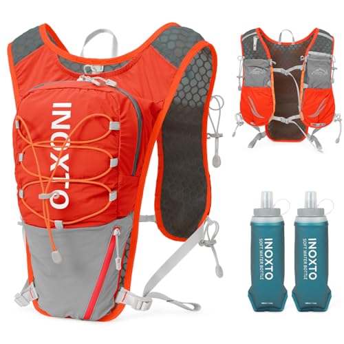 IX INOXTO Running Hydration Vest for Women Men with 500ML Soft Flask - color: orange with 500ml