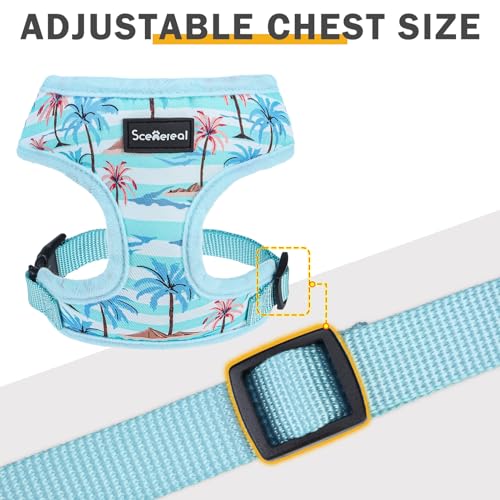 SCENEREAL Small Dog Harness and Leash Set, Coconut Tree, XS - color: Blue-Coconut Tree, size: XS: Chest Girth: 10"-14"