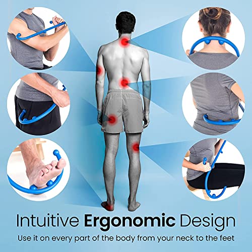 Mount Plus MP005 Back Massager Handheld Tool | Back and Neck Massager | Trigger Point Therapy Self Massage Tool | Fibromyalgia Pain Relief (1 Pack Blue) - color: 1 Pack Blue