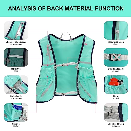 INOXTO Running Hydration Vest Backpack,Lightweight Insulated Pack with 1.5L Water Bladder Bag Daypack for Hiking Trail Running Cycling Race Marathon for Women Men - color: Light green
