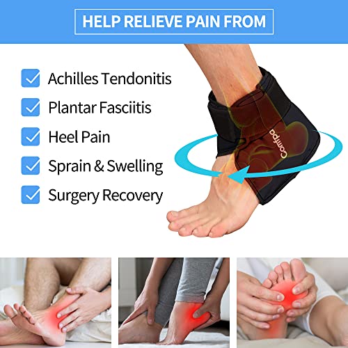 Comfpack Ankle Ice Pack Wrap for Swelling, FSA Eligible, 2 Pack - color: Black-2 Pack