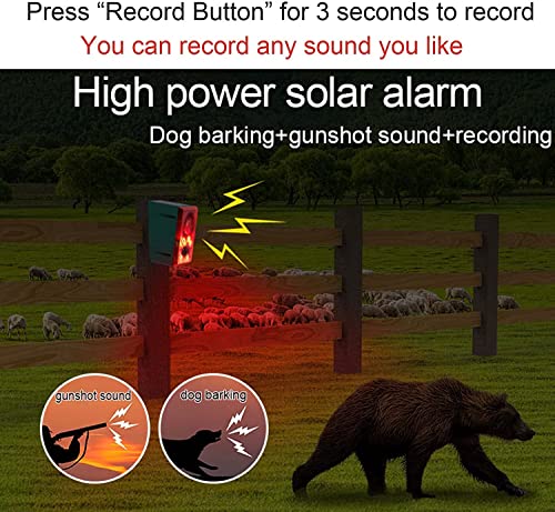 Solar Motion Detector Alarm Light,WONFAST 130db Sound Warning Security Strobe Siren Light,Gunshot Dog Barking Sound & Recording 20s Custom Message for Farm Villa Barn Yard Chicken Coop (1PCS) - size: 1PCS