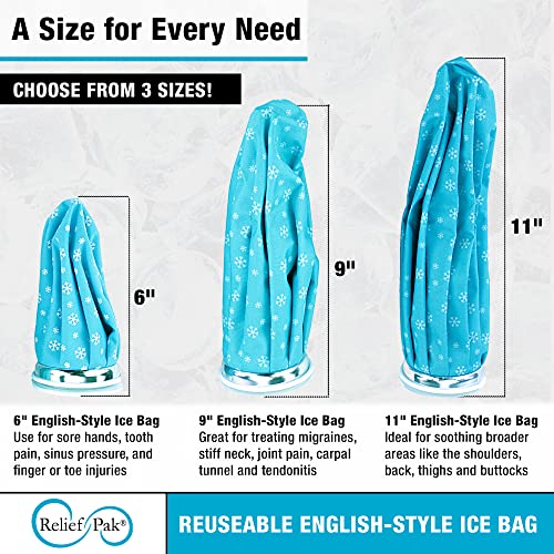 Relief Pak English-Style Ice Bag / Pack Cold Therapy to Reduce Swelling, Decrease Pain and Offer Cold Compression Relief from Bruises, Migraines, Aches, Swellings, Headaches and Fever, 6" Diameter - size: 6in Diameter