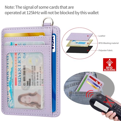 Slim Minimalist Front Pocket Wallet, RFID Blocking Credit Card Holder Wallet with Integrated D-Shackle for Men Women - color: Cowhide Violet