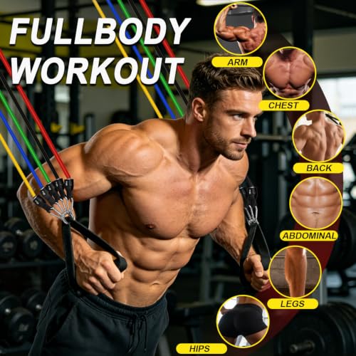 WHATAFIT Resistance Bands with Handles, 150 lb Exercise Bands Set - color: Various