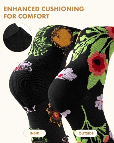 Cute Compression Socks for Women - color: Wild Flowers, size: Large-X-Large