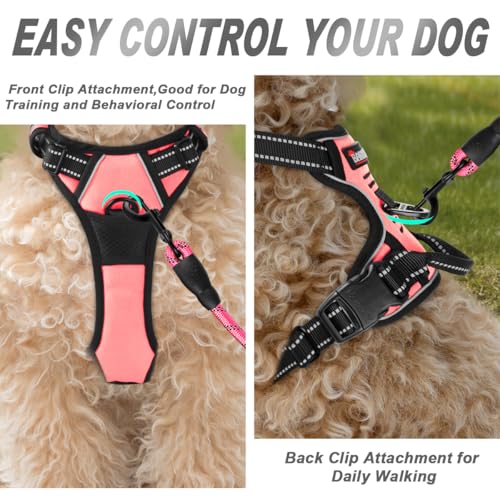 BARKBAY Dog Harness No Pull for Small Sized Dog Front Back Clips,Dog Vest - color: Light Pink, size: X-Small(Chest:15.5-19.5”)