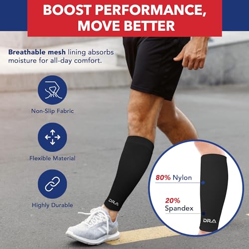 Dr. Arthritis Calf Compression Sleeve for Men and Women, Calf Sleeve & Leg Compression for Shin Splint Relief, Helps with Varicose Vein(Medium, Black, 1 Pair) - color: Black
