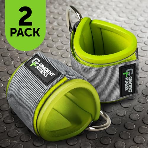 Ankle Straps for Cable Machines, Adjustable, 2 Pack - style: Gray / Green 1 D-Ring
