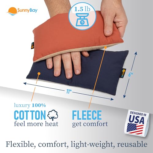 SunnyBay Microwavable Neck and Shoulder Heating Pad, 6x11 Inches, 2 Pack - color: Navy Blue and Persimmon