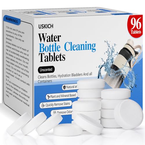 96Pack Water Bottle Cleaning Tablets, Bottle Bright Clean Stainless Steel, Thermos, Tumbler, Insulated and Reusable Water Bottles,Removes Stubborn Stains and Odors - size: 1 Count (Pack of 96)